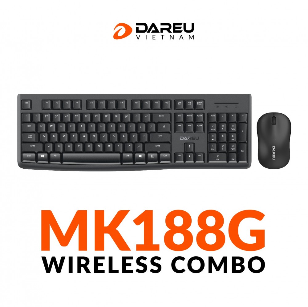 Combo phím chuột gaming Dareu MK188G | Wireless, Fullsize, Blac