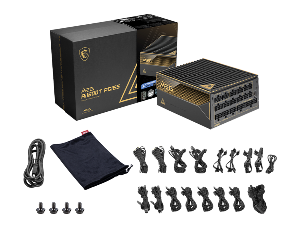 Nguồn máy tính MSI MEG AI1600T PCIE5 - 80 Plus Titanium (1600W)