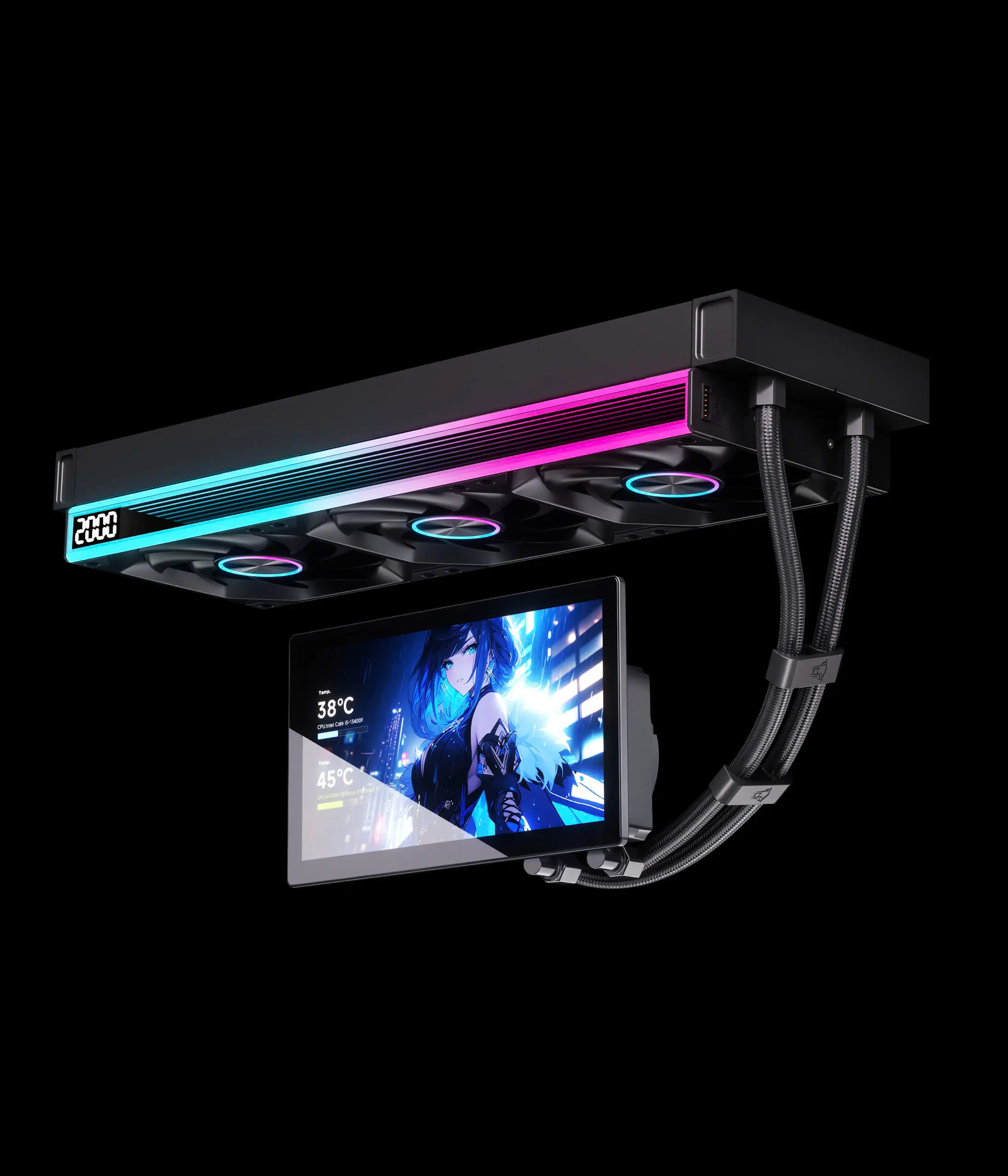 Tản Nước Leopard UltraFlow 360 Đen – LCD 7 Inch, ARGB, Tản 320W